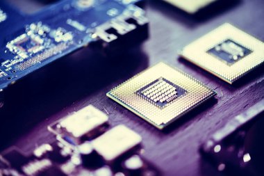 Elektronik bilgisayar bileşenleri Mikro işlemciler anakart closeup