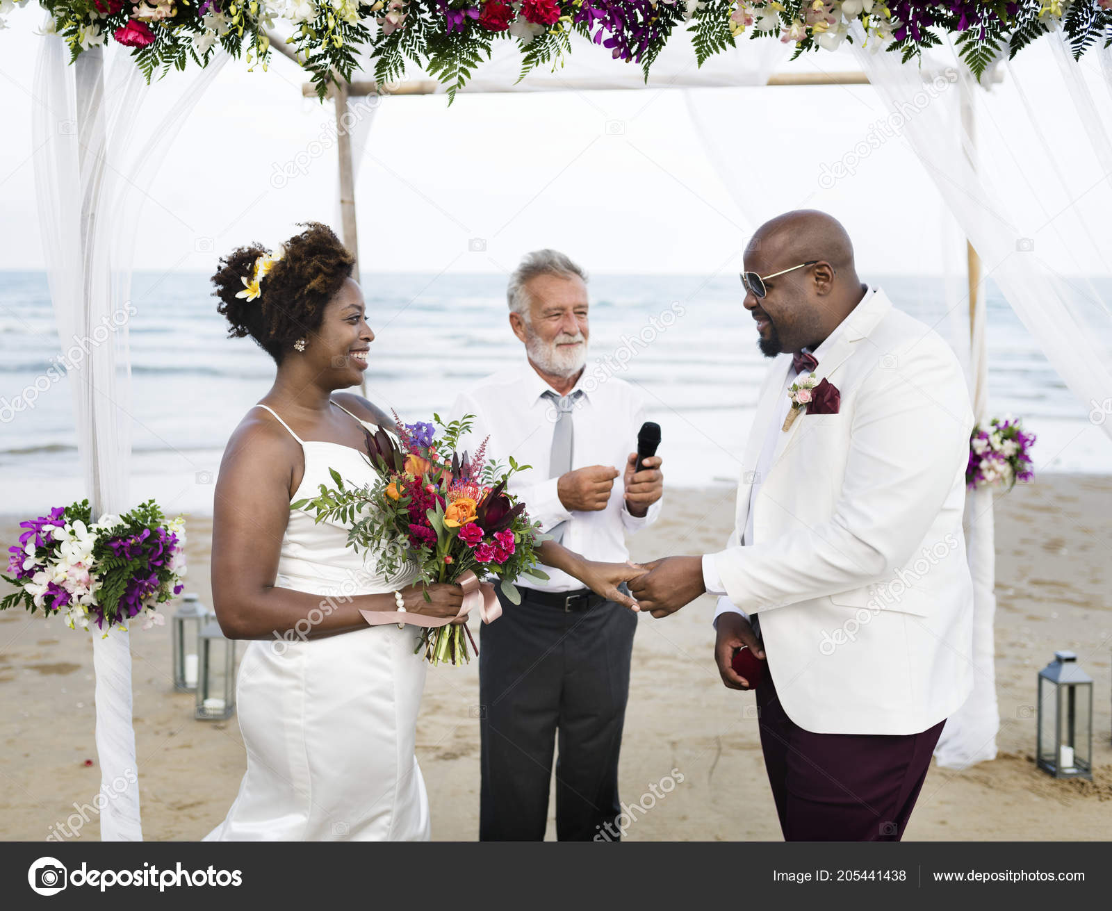 black beach wedding