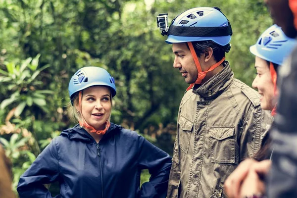 Team building outdoor in the forest