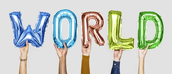 Colorful Alphabet Balloons Forming Word World — Stock Photo, Image