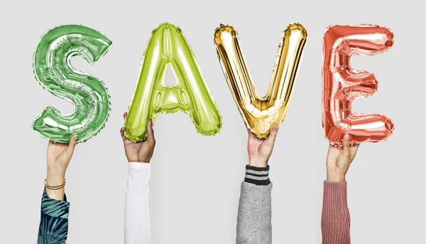 Hands Showing Balloons Word — Stock Photo, Image