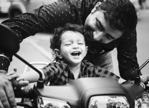 Young Indian Boy Riding Motorbike — Stock Photo, Image