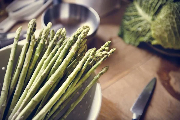 Idea Receta Fotografía Alimentos Espárragos Frescos —  Fotos de Stock