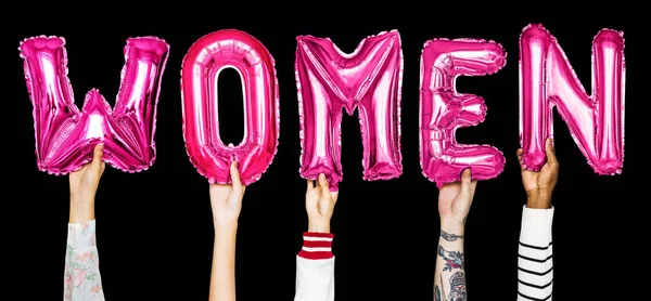 Hands Showing Women Balloons Word — Stock Photo, Image