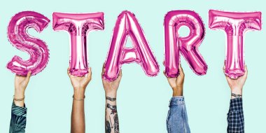 Başlangıç sözcük balonu holding eller