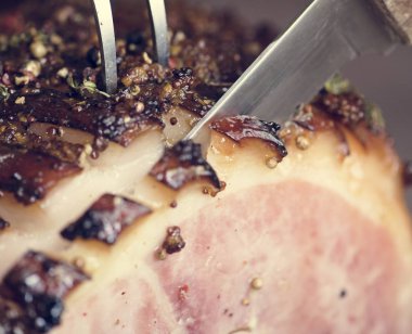 Bir fırında jambon gıda fotoğraf tarifi fikir yakın çekim