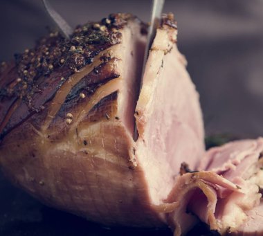 Bir fırında jambon gıda fotoğraf tarifi fikir Dilimleme