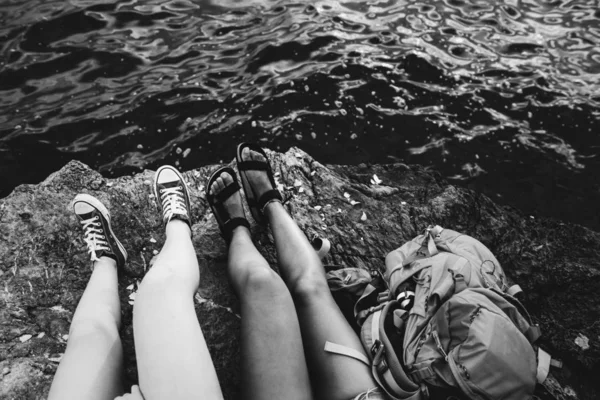 Dva Přátelé Cestují Mořem — Stock fotografie