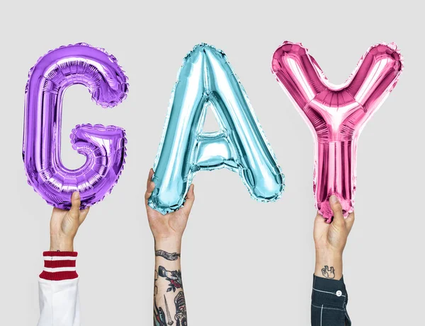 Colorido Alfabeto Balões Formando Palavra Gay — Fotografia de Stock