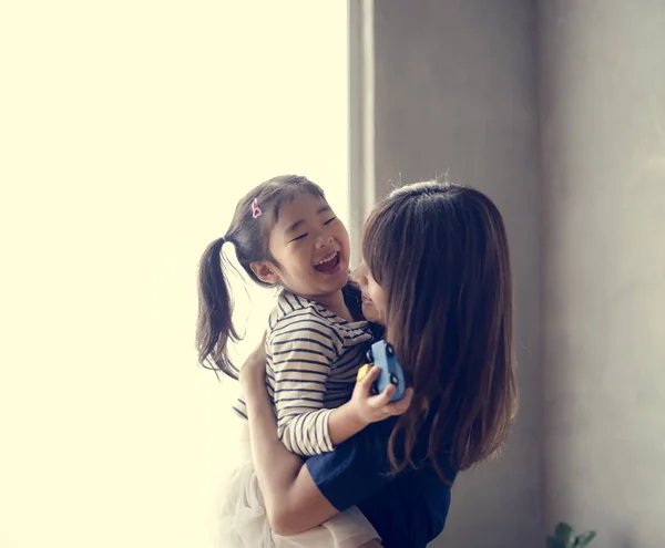 Cheerful Japanese Mother Daughter — Stock Photo, Image