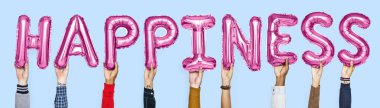 Pembe alfabe balonlar word mutluluk şekillendirme