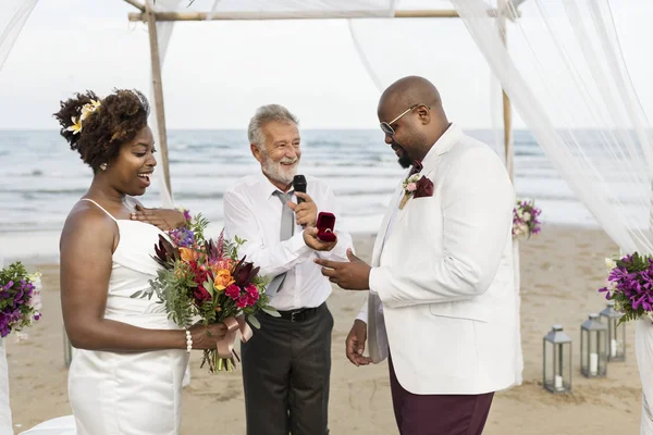 Couple Afro Américain Jour Mariage — Photo