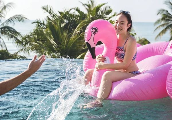 Women Pool Inflatable — Stock Photo, Image