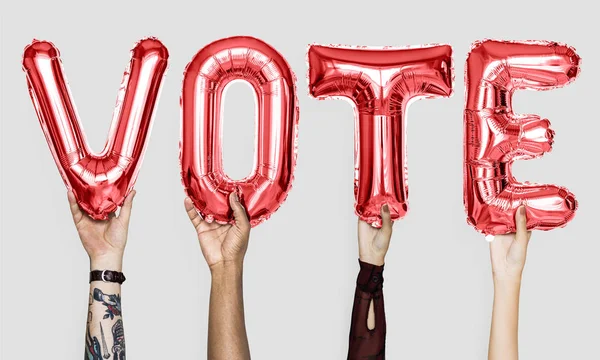 Balões Alfabeto Vermelho Formando Palavra Voto — Fotografia de Stock