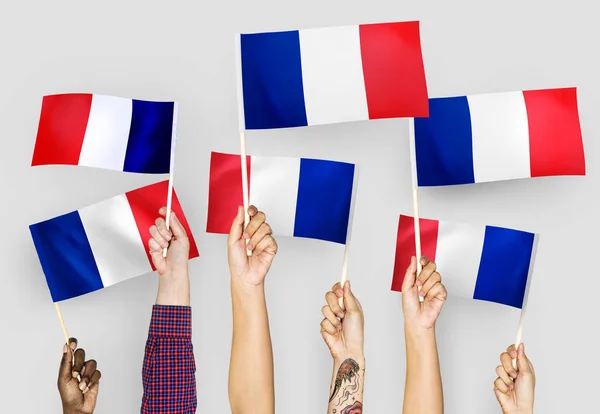 Hands Waving Flags France — Stock Photo, Image