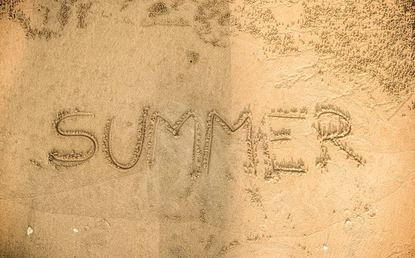 Verão Escrito Areia — Fotografia de Stock