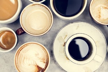 Aerial view of various coffee clipart