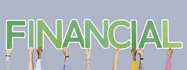 Руки Держащие Зеленые Буквы Образующие Слово Финансы — стоковое фото