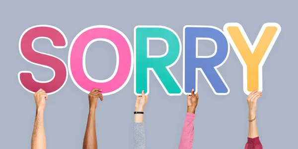 Hände Die Das Wort Sorry Halten — Stockfoto