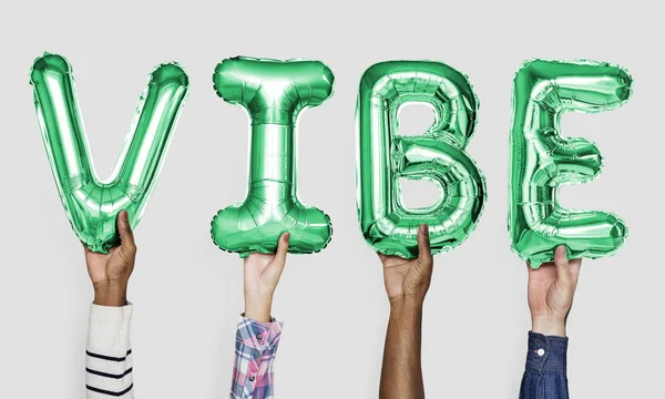 Ballons Alphabet Vert Formant Ambiance Mot — Photo