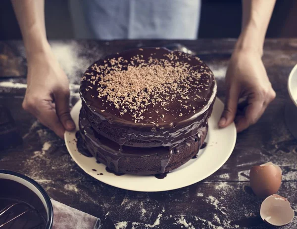 Csokoládé Torta Élelmiszer Fotózás Recept Ötlet — Stock Fotó