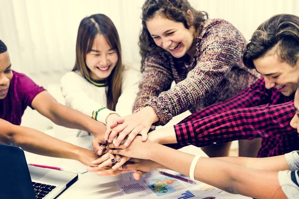 Classmates Joining Hands Teamwork Success Concept — Stock Photo, Image