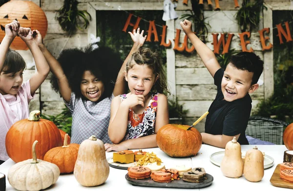 Playful Kids Enjoying Halloween Festival — Stock Photo, Image