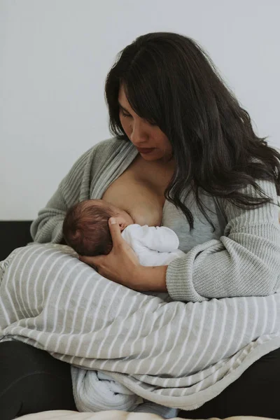Borstvoeding Moeder Haar Baby — Stockfoto