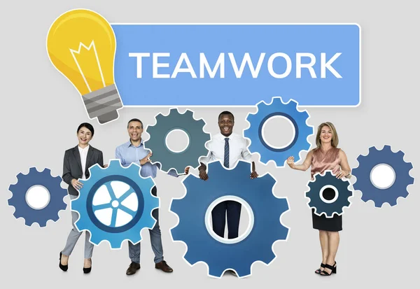 Business Team Connecting Gears — Stock Photo, Image