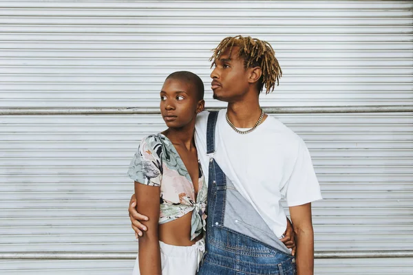 African American Couple Posing Wall — Stock Photo, Image