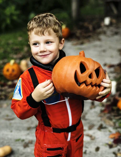 Kis Fiú Öltözött Fel Halloween — Stock Fotó