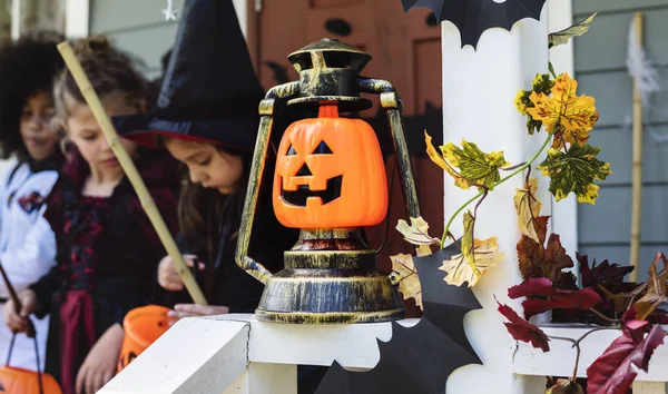 Dziatki Trick Lub Leczenia Halloween — Zdjęcie stockowe