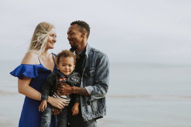 Mutlu aile bir plajda