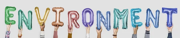 Hands Showing Balloons Word — Stock Photo, Image