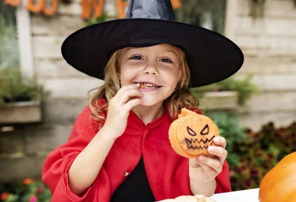 Little Girl Dressed Witch — Stock Photo, Image