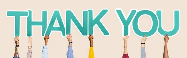 Руки Держащие Слова Благодарности — стоковое фото