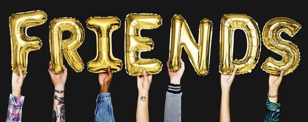 Hände Zeigen Freunden Luftballons — Stockfoto