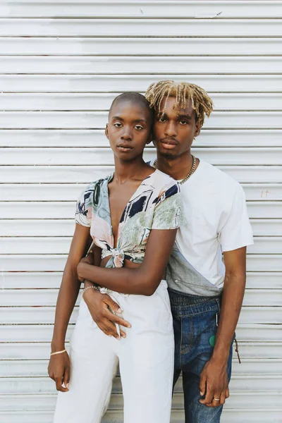 African American Couple Posing Wall — Stock Photo, Image