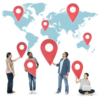 Farklı insanlar Geo Etiketler holding