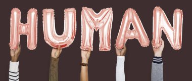 Balonlar kelime gösteren eller