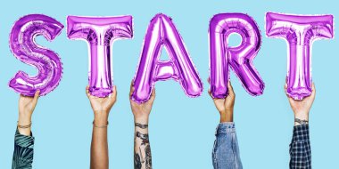 Başlangıç sözcük balonu holding eller