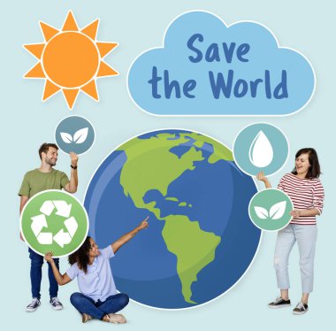 People and environmental conservation icon clipart
