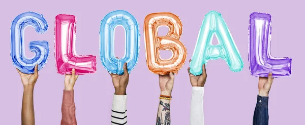 Hands Showing Balloons Word — Stock Photo, Image