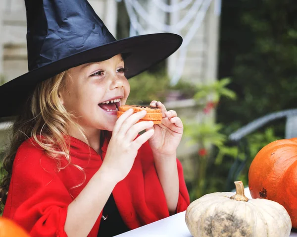 Little Girl Dressed Witch — Stock Photo, Image