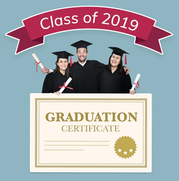 Grupo Graduações Com Classe Banner 2019 — Fotografia de Stock