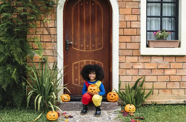 Kis Lány Öltözött Fel Halloween — Stock Fotó