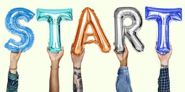 Başlangıç sözcük balonu holding eller