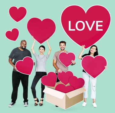 Diverse people sharing their loves clipart