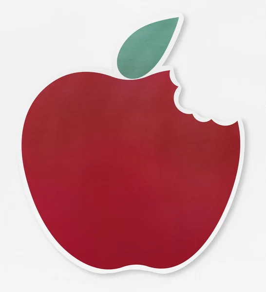 Rot Gebissenen Apfel Symbol Illustration — Stockfoto