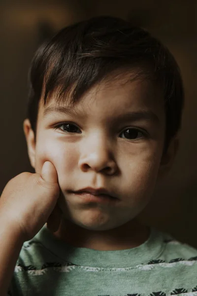 Skeptical Face Portrait Kid — Stock Photo, Image